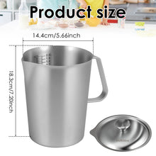 0.5-2L Stainless Steel Milk Frothing Jug Measurement Jug Milk Pot Large Mouth Graduated Beaker Clear Marking Coffee Accessories