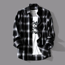 Check Shirts Men Plaid Shirt Coat Lapel Single-breasted Autumn Shirt Jacket Oversized Shirts Chic Male Casual Long Sleeves Shirt