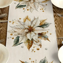 1 Piece of Retro Gold Leaf Floral Table Runner, Light Background Painted with Beige Flowers, Golden Brown Leaves and Decorative Fruits, Suitable for Retro Restaurants, Art Tea Parties, Classy B&Bs, Holiday Parties, Home Soft