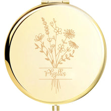 1pc Creative cute flower Personalized Text Laser engraving Pocket Mirror Wedding Party Gifts