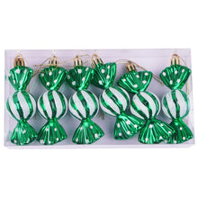 Christmas tree decorations, snowmen, faceless Santa Claus, candy sticks, colorful balls, small houses, Christmas atmosphere deco