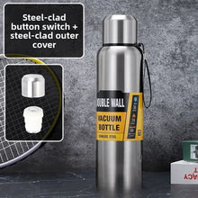 Termo de 500/1000/1500 ml, botella de agua deportiva de acero inoxidable de gran capacidad, termo al vacío, vaso aislado portátil con cuerda