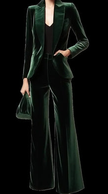Traje de terciopelo de doble botonadura para mujer, conjunto de 2 piezas para reuniones de negocios y oficina, banquetes de boda, cenas y bailes