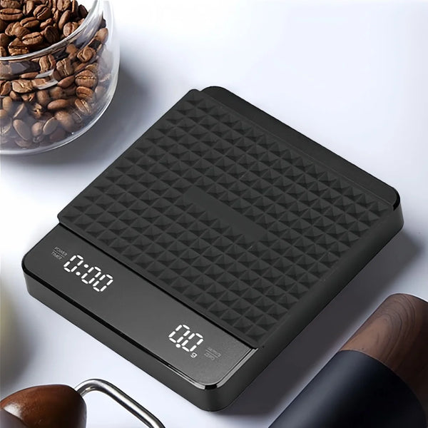 Báscula electrónica de café de alta precisión con almohadilla impermeable, pantalla LED, temporizador USB y accesorios profesionales para café en casa, 3 kg/5 kg