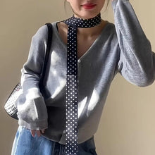 140*4cm Polka Dot Chokers Neck Scarves for Women Black White Narrow Long Ribbon Neck Chain Adjustable Knot Lady Accessories K