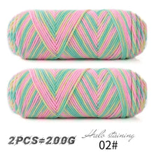 2 PCs Colorful 5-strand Dyed Milk Cotton Baby Sweater Yarn Self Woven Scarf Medium Thick Handmade DIY Woven Crochet Material Bag