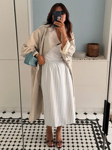 Oversized Stand Collar Long Trench Coat Women Single Button Loose Wide Sleeve Minimalist Windbreaker Luxury Casual Outerwear New