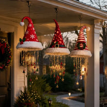Christmas Santa Hat LED Hanging Light Warm Glowing Chandelier String Lights Xmas Ornament Home Stairway Holiday Party Decor