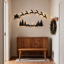 Christmas Wall Decor LED Light Up Santa Sleigh Reindeer Pine Tree Hollow Cutout Hanging Door Frame Home Holiday Party Decoration