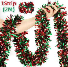 Christmas Tinsel Garlands Decoration Bar Tops Ribbon Garland with Bowknot Xmas Tree Ornaments Party Home Decor Pendant Prop