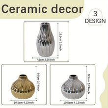 XIYA FLOWER Unique Geometric Vase Modern and Minimalist Style Ceramic Craftsmanship Gold Silver Festival Home Decor
