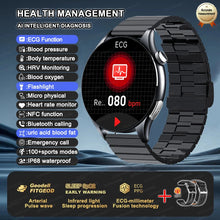 2025 New NFC+ECG+PPG Health Smart Watch BMI Fat Heart Rate Blood Pressure Watch 380mAh BT Call IP68 Waterproof Sports Bracelet
