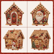 Christmas DIY Pearl Art Craft Kit Wooden Gingerbread House Shape Diamond Bead Painting Ornament  Xmas DIY Handcraft Kit Decor