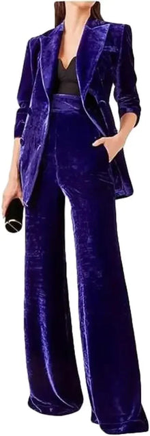Traje de terciopelo de doble botonadura para mujer, conjunto de 2 piezas para reuniones de negocios y oficina, banquetes de boda, cenas y bailes
