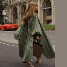 Oversized Solid Wome's Long Trench Coat Puff Sleeve Side Slit Maxi Windbreaker Lapel Single Breasted Lady Autumn Tench Coats