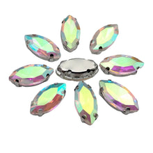 Horse Eye Shape Glass Rhinestones With Claw Marquise Sew On Stone Strass Diamond Silver Metal Base Crystals For Needlework