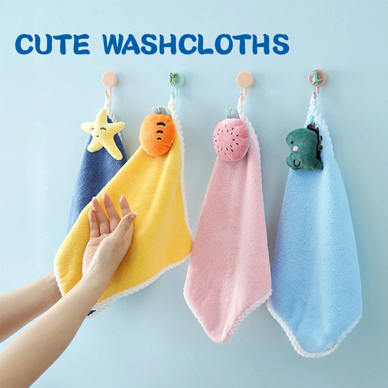 1/2 /4 Pcs Cute Hand Towels Kids Baby Microfiber Fingertip Towels Super Absorbent Hand Towels for Infant, Suitable For Bathroom