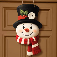 Christmas Snowman Door Hanging, Farmhouse Winter Wreath Decor, Welcome Sign for Front Door, Wall, Window & Home Holiday Decor