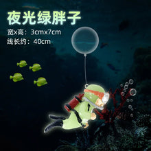 Luminous Green Mini Diver Kawaii Simulated Floating Frogman for Aquarium Ornaments Fish Tank Decoration Aquarium Accessories
