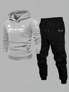 Men's Velvet Thickened Sports Set New York Letter Printed Spring and Autumn Hoodie Set Long Sleeve Casual Comfortable Pocket Hoo