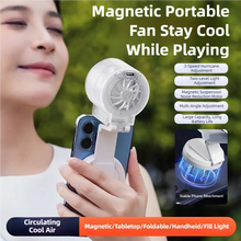 TINSOL Multifunctional Magnetic Clip-on Fill Light Mini Fan, Portable Outdoor Mini Fan, Live Streaming Selfie Handheld Small Fan