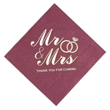 100PCS Mr&Mrs Wedding Paper Napkins Disposable 3-PLY 10inch Bronzing Cocktail Beverage Dessert Napkins for Wedding Anniversary