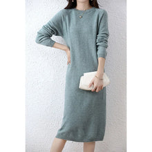 Cashmere Sweater Knitted Dresses 100% Merino Wool Women's Winter Female Elegant Pullovers Dress Autumn Casual Long Sleeve Skirts