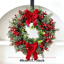 Christmas Decor Wreath with Bow with Red Berries Including Cranberries and Holly for Indoor and Outdoor Decoration
