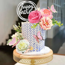 Flower Cake Toppers with Butterfly Happy Birthday and Artificial  Rose Flowers Eucalyptus Butterflies for Birthday Wedding