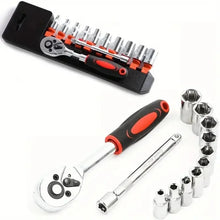 12Pcs Wrench Socket Set Short Socket Ratchet Hand Tool Kit for Car Motorcycle Bicycle Repair