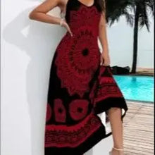 Summer Plus Size Women's Suspender Bohemian Dress Backless Dress
