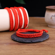 Lucky Red String Braided Bracelet, Adjustable Handwoven Knot Wristband - image 2