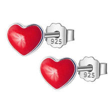 Pendientes de botón Trustdavis Real de plata 925 con diseño de pequeñas huellas de amor rojas, 5 mm x 6 mm, para uso diario, joyería de regalo DS122