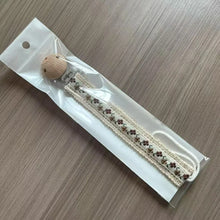 Cadena de madera para chupete de bebé con estampado de flores, soporte para chupete, protector, colgante para dentición, accesorios para bebé
