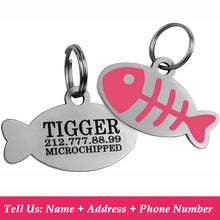 Personalized Cat Id Tags Engraved Puppy Kitten ID Name Collar Tag Fish Shaped Anti-lost Pendant Customized Kitty Nameplate Gift
