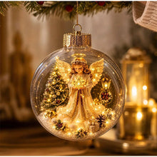 10CM Clear Christmas Ornament Ball Glowing Decor Holiday Scene Christmas Tree Hanging Toy Winter Diorama Bauble for Window Xmas