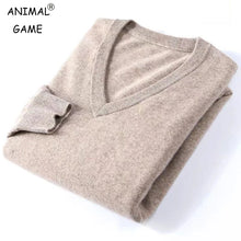 Autumn Men's V Neck Warm Pullover Sweaters Solid Color Slim Casual Sweater Long Sleeve Men's Basic Solid Color Trend Outerwear