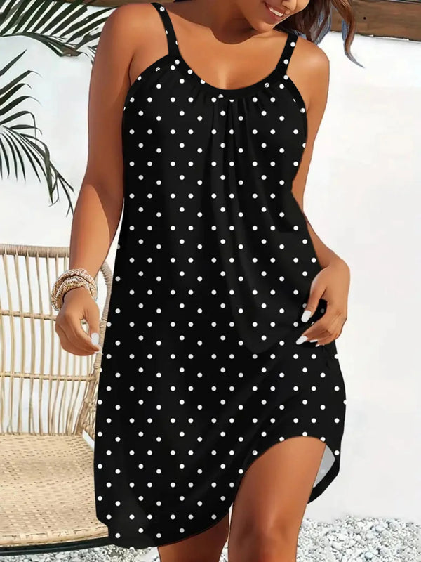 Vestido casual de tirantes sin mangas con estampado de lunares para mujer, estilo europeo y americano, para primavera y verano