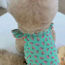 Cute Floral Pet Vest Dog Cat Flying Sleeve Fungus Curling Small Flower Teddy Bear Spring Summer Pet Clothes Supplies Dog Clothes