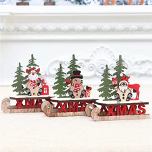 Christmas Decorations Wooden DIY Sleigh Skiing Cartoon Santa Desktop Ornament Children's Gift Small Gift