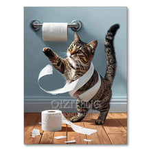 Dog Diamond Painting Cat Toilet Cartoon Diamond Mosaic Animal Full Round/Square Drill Embroidery Funny Bathroom Wall Decor Art