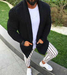 Muscular Men's Sweater, European and American Style, Long-sleeved, Slim-fit Knitted Sweater Coat for Autumn and Winter S-3XL