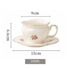 French Vintage Rose Tea Cup and Plate Coffee Cups and Plates, European Style Palace Style, New Bone Ceramics, British Style