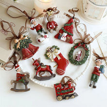 Vintage Hand-Painted Resin Christmas Ornament, Bear, Bell, Tree and Pegasus - image 2