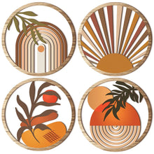 4Pcs Wooden Wall Bohemian Art Farmhouse Bohemian Country Yard Decoration Round Shape Wall Hanging Decor