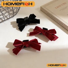 2pcs Black Bow Small Grab Clip Women's Autumn And Winter Vintage Velvet Bangle Clip Hair Clip Style Princess Hair Clip Headwear