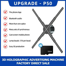 50cm Wifi Holographic Fan 3D Advertising Machine 576 LED Sign Neon Smart HD Player  Free large-capacity memory card