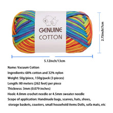150g de hilo de algodón hueco genuino con núcleo de algodón de leche para zapatos de ganchillo, bufandas, bolsos, sombreros, tejido hecho a mano, materiales para mantas, paquete de hilo 1 pieza = 3 piezas = 150 gramos