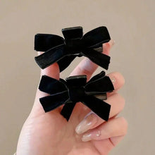 2pcs Black Bow Small Grab Clip Women's Autumn And Winter Vintage Velvet Bangle Clip Hair Clip Style Princess Hair Clip Headwear