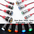 1pcs Metal Indicator Light 6mm 8mm 10mm 12mm LED Light Black Silver  with Wire 3V 5V 6V 12V 24V 110V 220V Red Yellow Blue Green